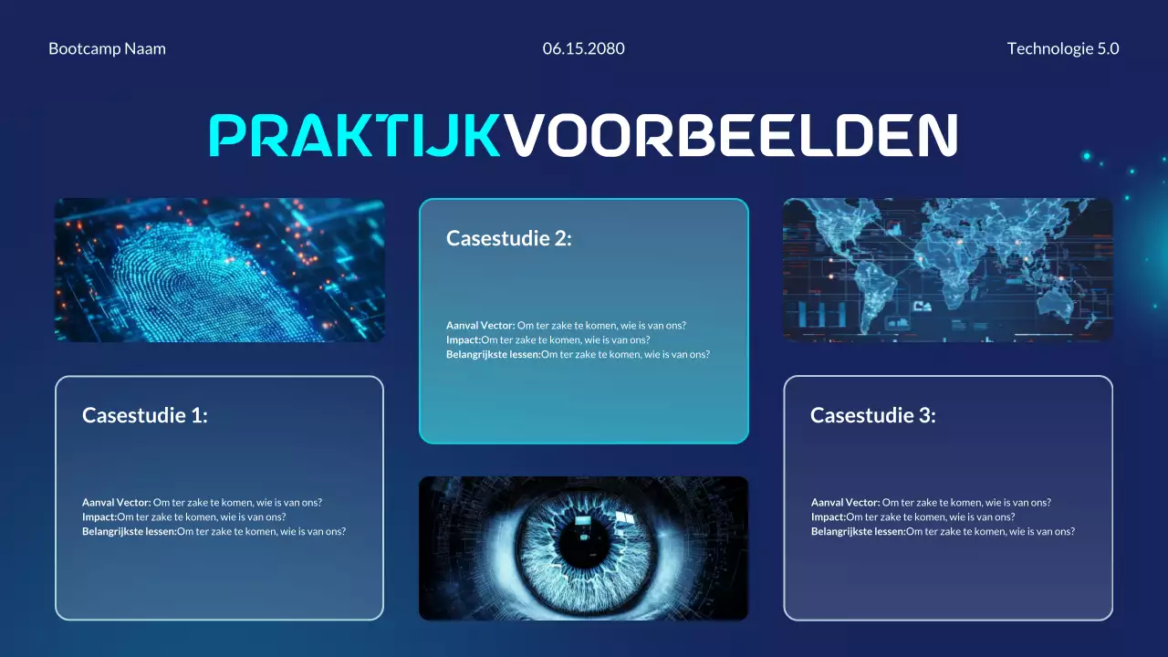 Presentatie van de Blue and Cyan Modern Futuristic Cybersecurity Essentials Bootcamp