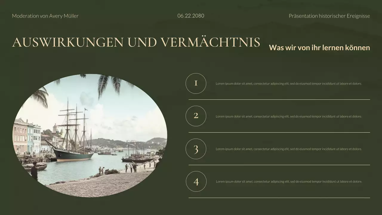 Grüne und goldene moderne historische Studien Präsentation