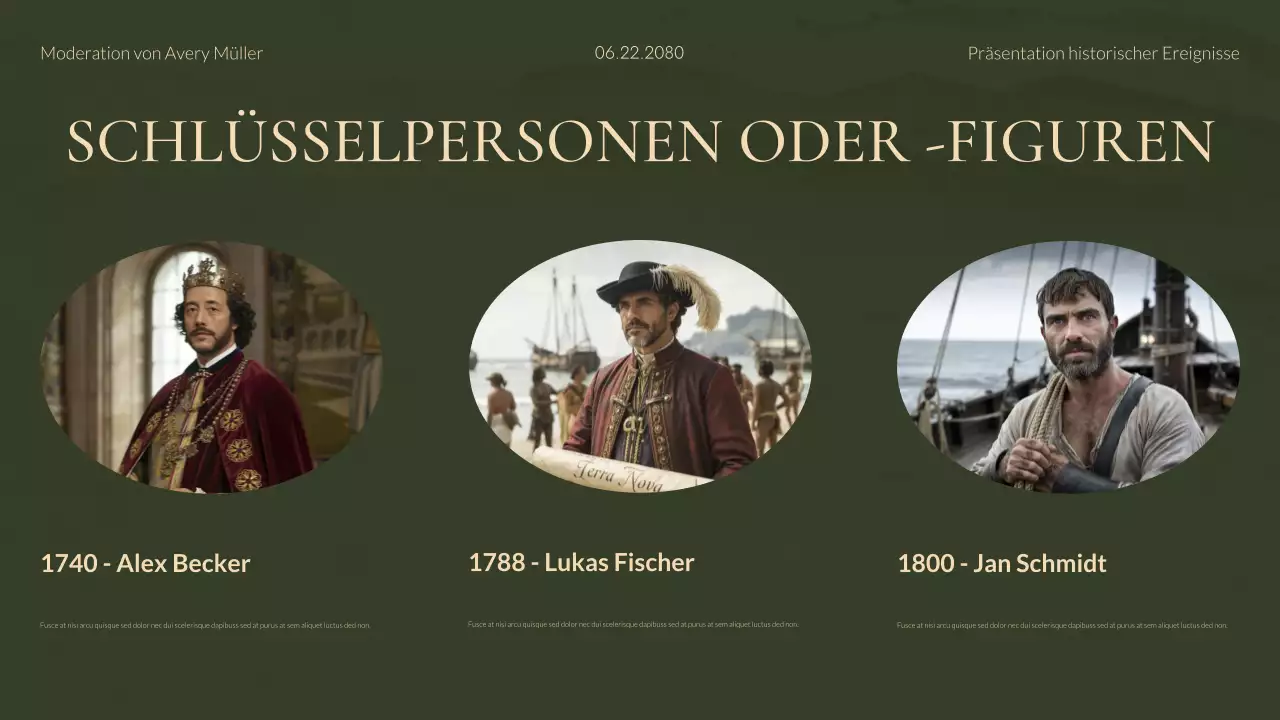 Grüne und goldene moderne historische Studien Präsentation