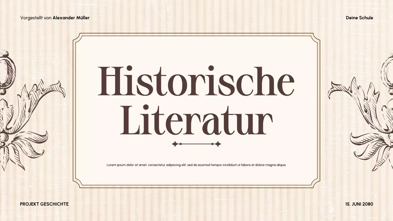 Beigefarbener Vintage-Literaturführer Präsentation