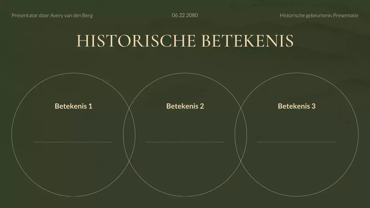 Groene en gouden moderne historische studies presentatie