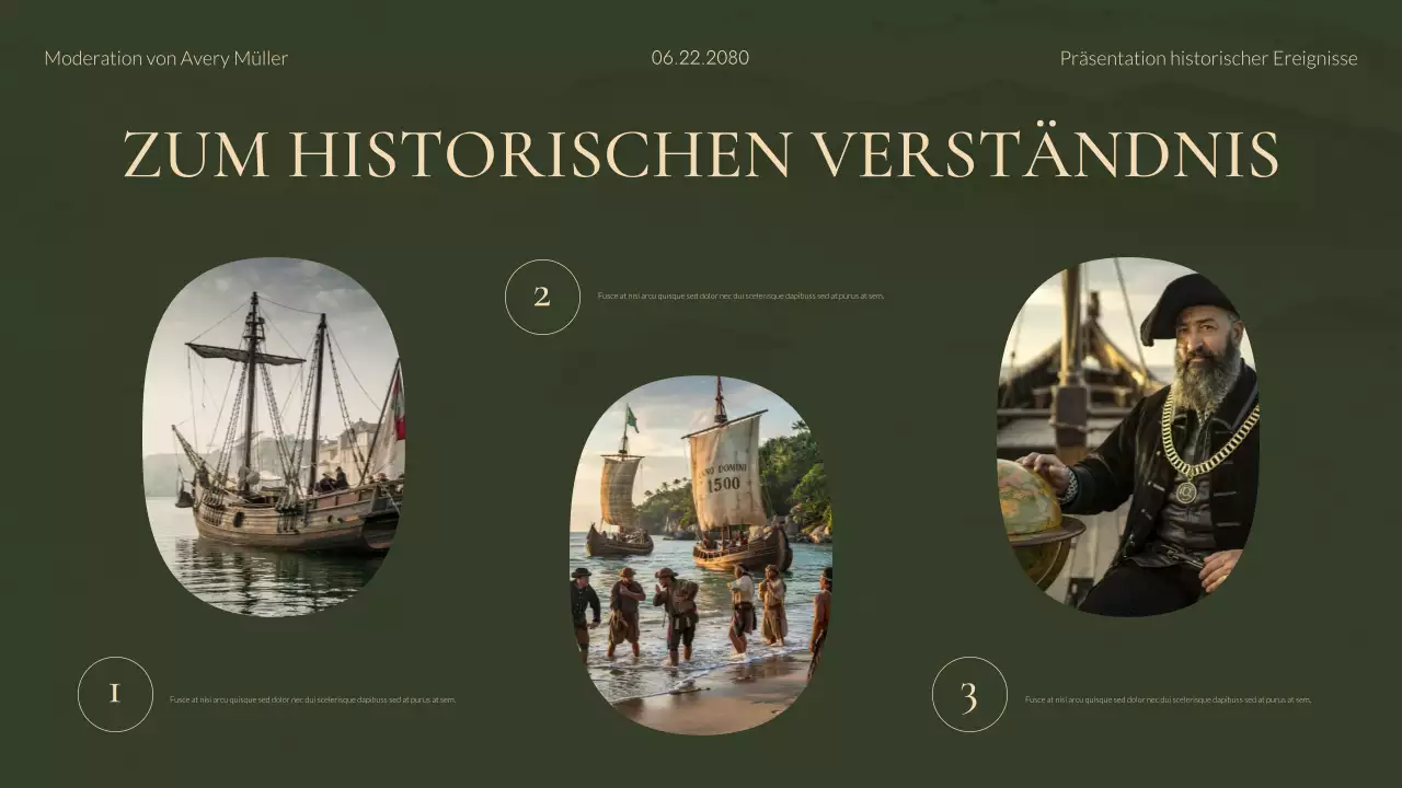 Grüne und goldene moderne historische Studien Präsentation