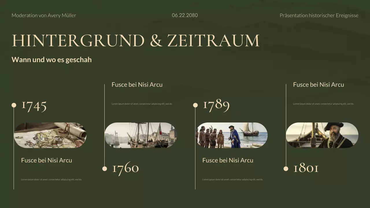 Grüne und goldene moderne historische Studien Präsentation