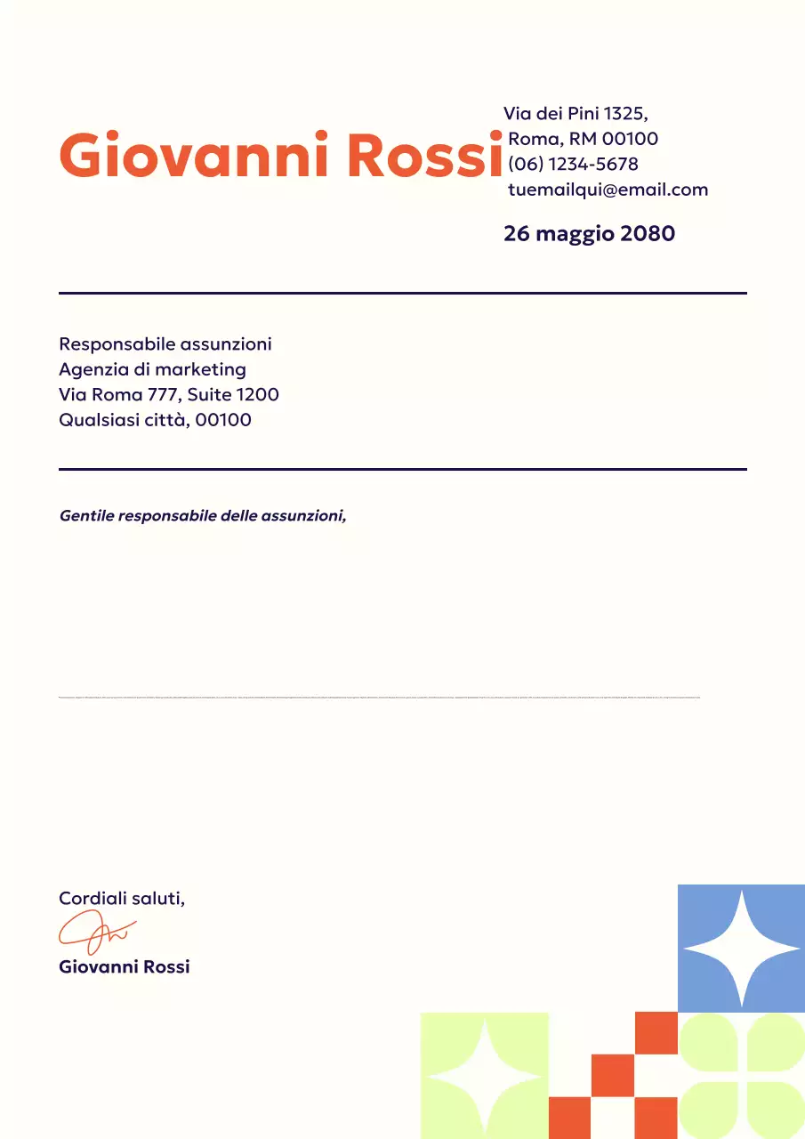 Lettera di presentazione professionale arancione - Documento poster