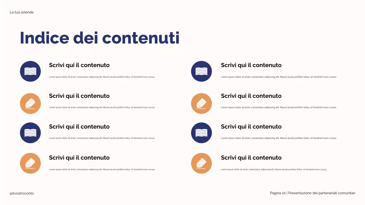 Illustrazione moderna blu e beige: Partnership strategiche per la presentazione del successo degli studenti