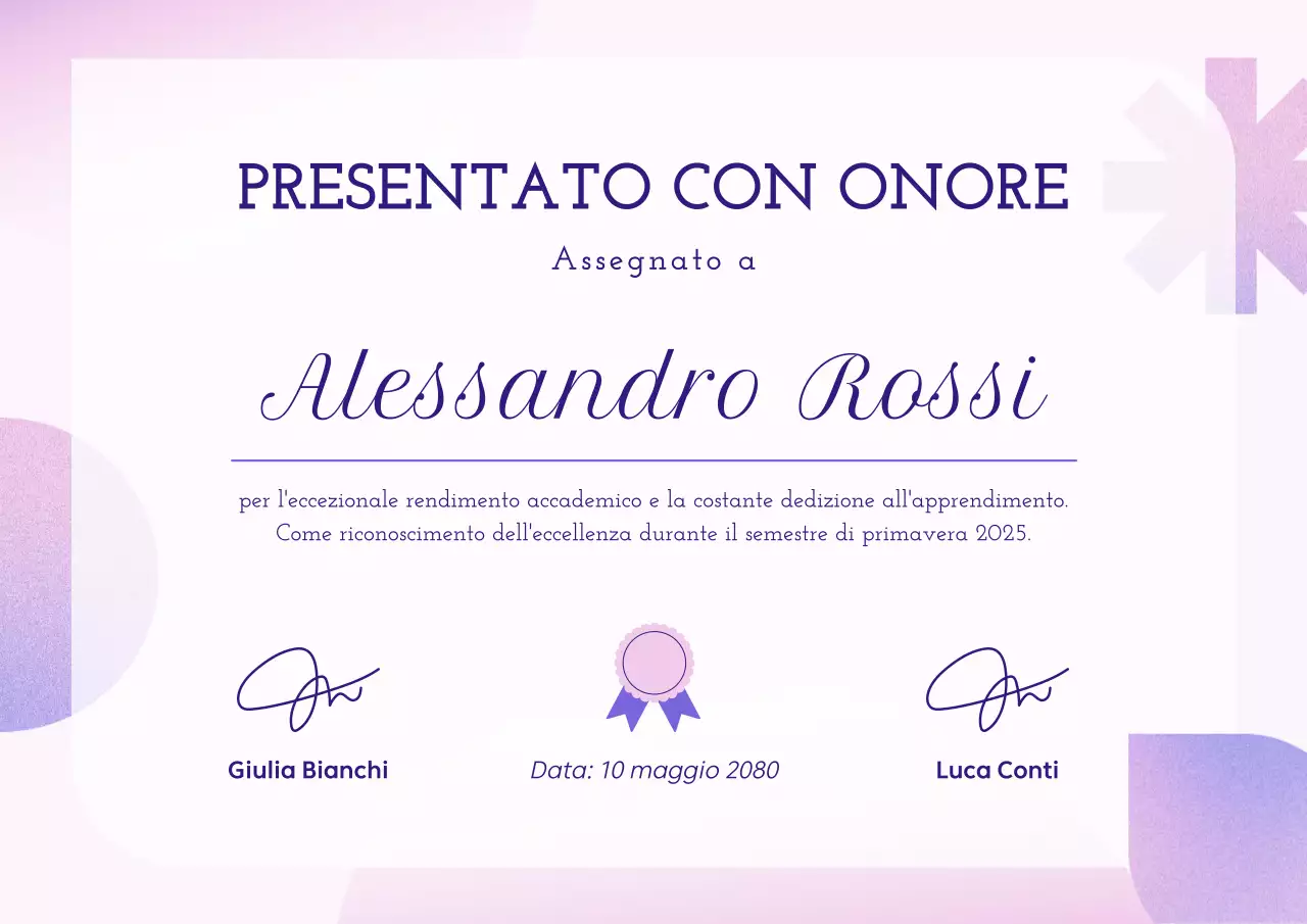 Poster del premio certificato elegante viola