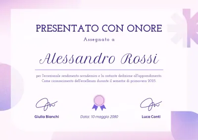 Poster del premio certificato elegante viola