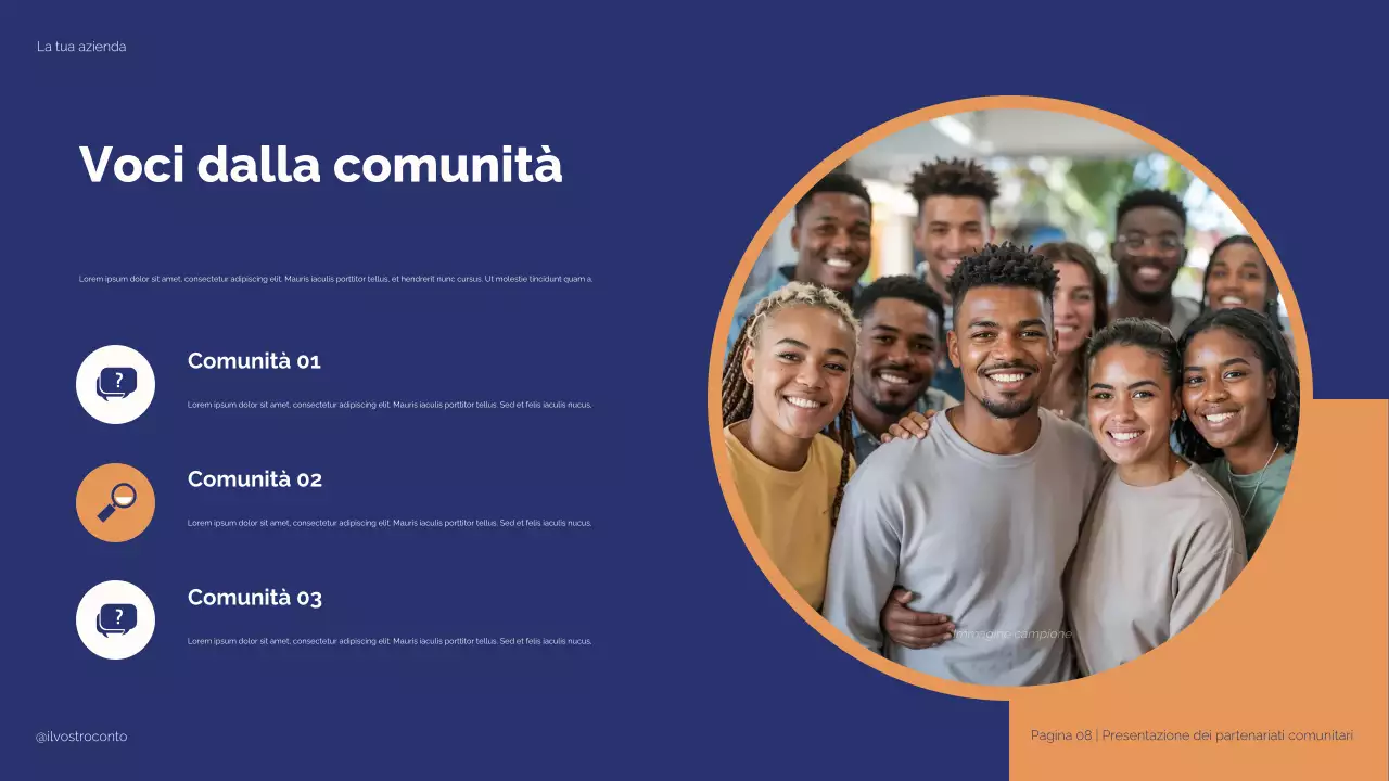 Illustrazione moderna blu e beige: Partnership strategiche per la presentazione del successo degli studenti