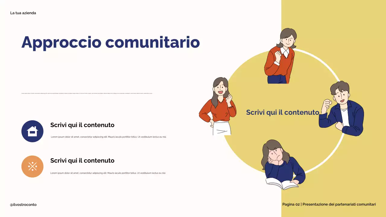 Illustrazione moderna blu e beige: Partnership strategiche per la presentazione del successo degli studenti