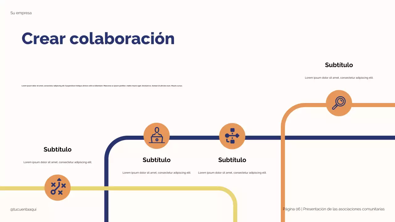 Ilustración moderna en azul y beige: Alianzas estratégicas para el éxito estudiantil. Presentación.
