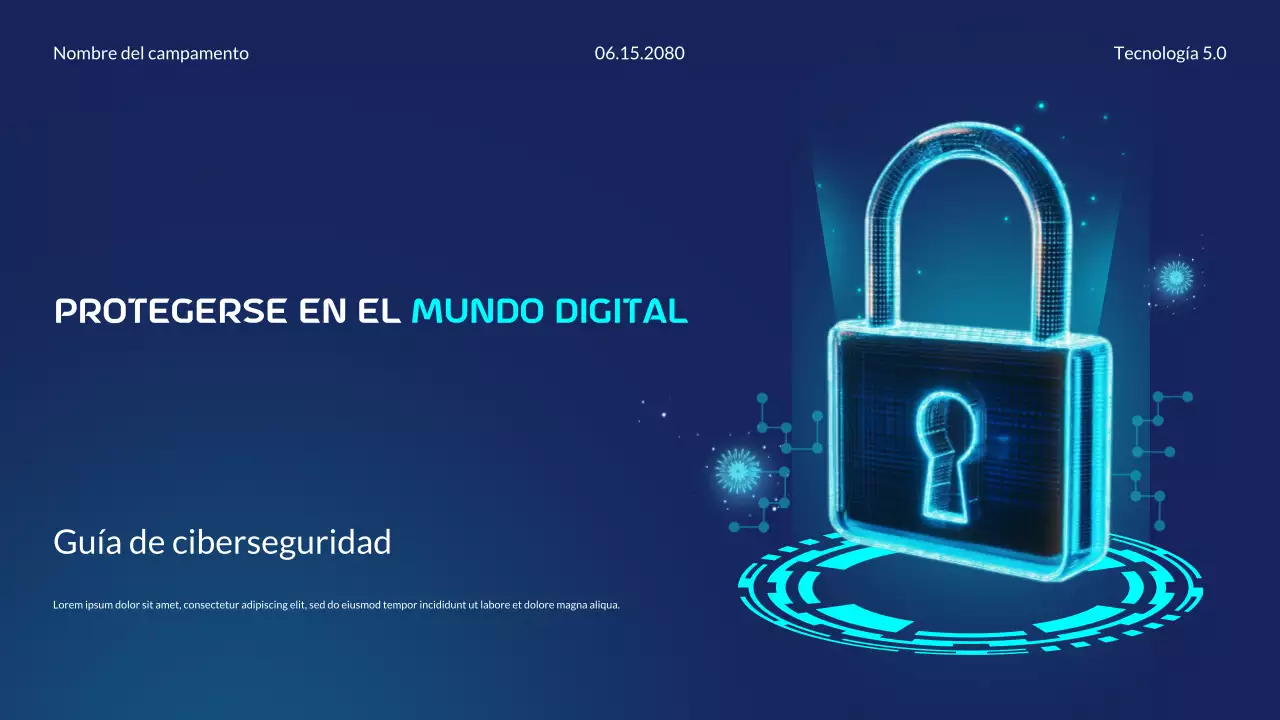Presentación del Bootcamp de Fundamentos de Ciberseguridad Futurista Moderna Azul y Cian