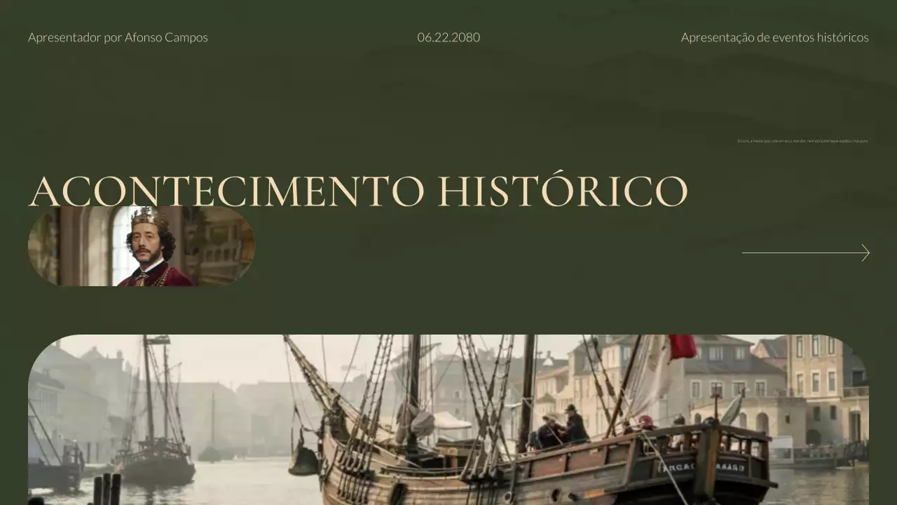 Apresentação de Estudos Históricos Modernos Verde e Dourado
