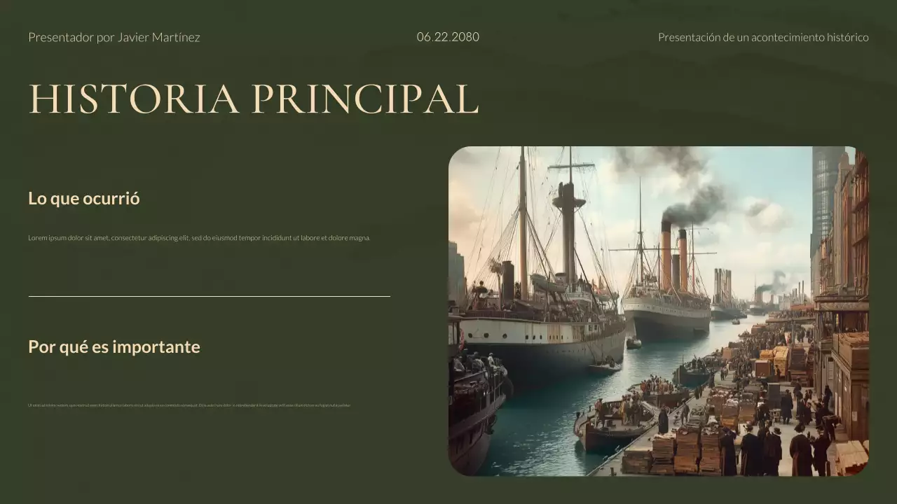 Presentación de estudios históricos modernos de Green and Gold