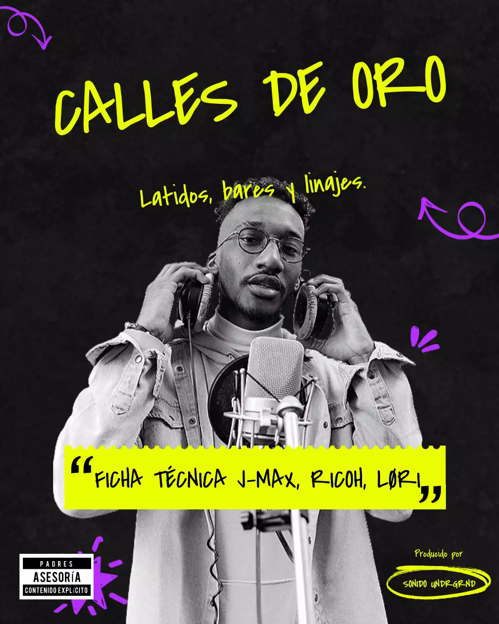 Publicación de Instagram de promoción de música urbana amarilla