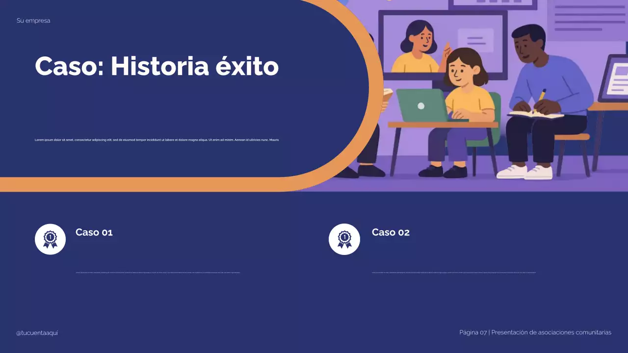 Ilustración moderna en azul y beige: Alianzas estratégicas para el éxito estudiantil. Presentación.