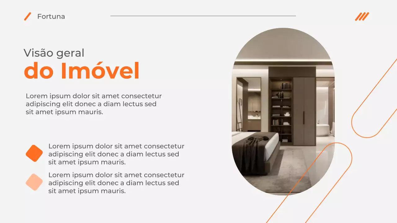 Apresentação de promoção de imóveis modernos em Orange