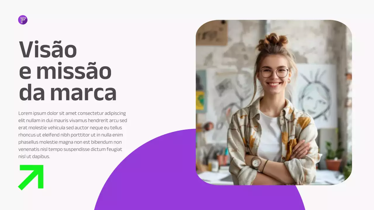 Apresentação de Estratégia Empresarial Moderna Roxa Verde