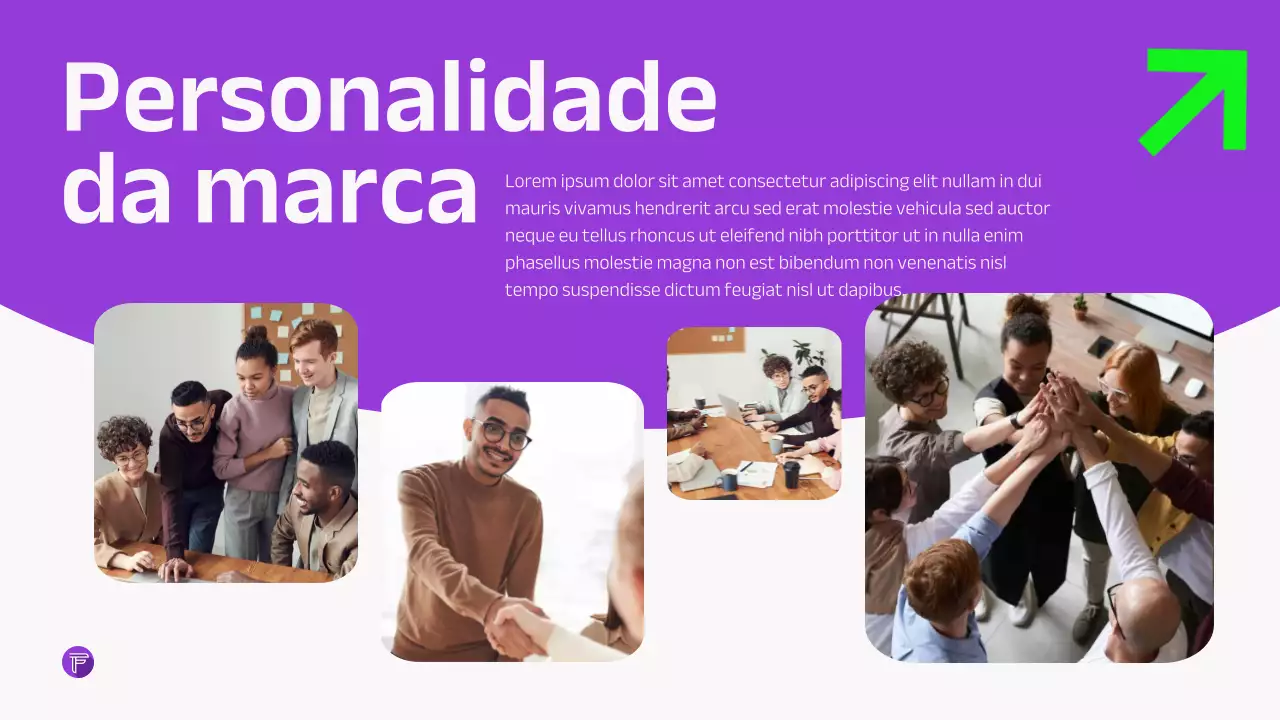 Apresentação de Estratégia Empresarial Moderna Roxa Verde