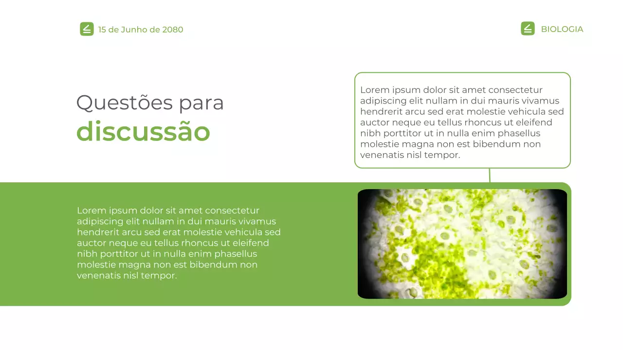 Apresentação da Palestra sobre Biologia Moderna Verde