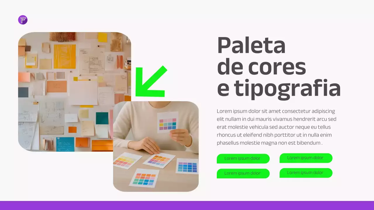 Apresentação de Estratégia Empresarial Moderna Roxa Verde