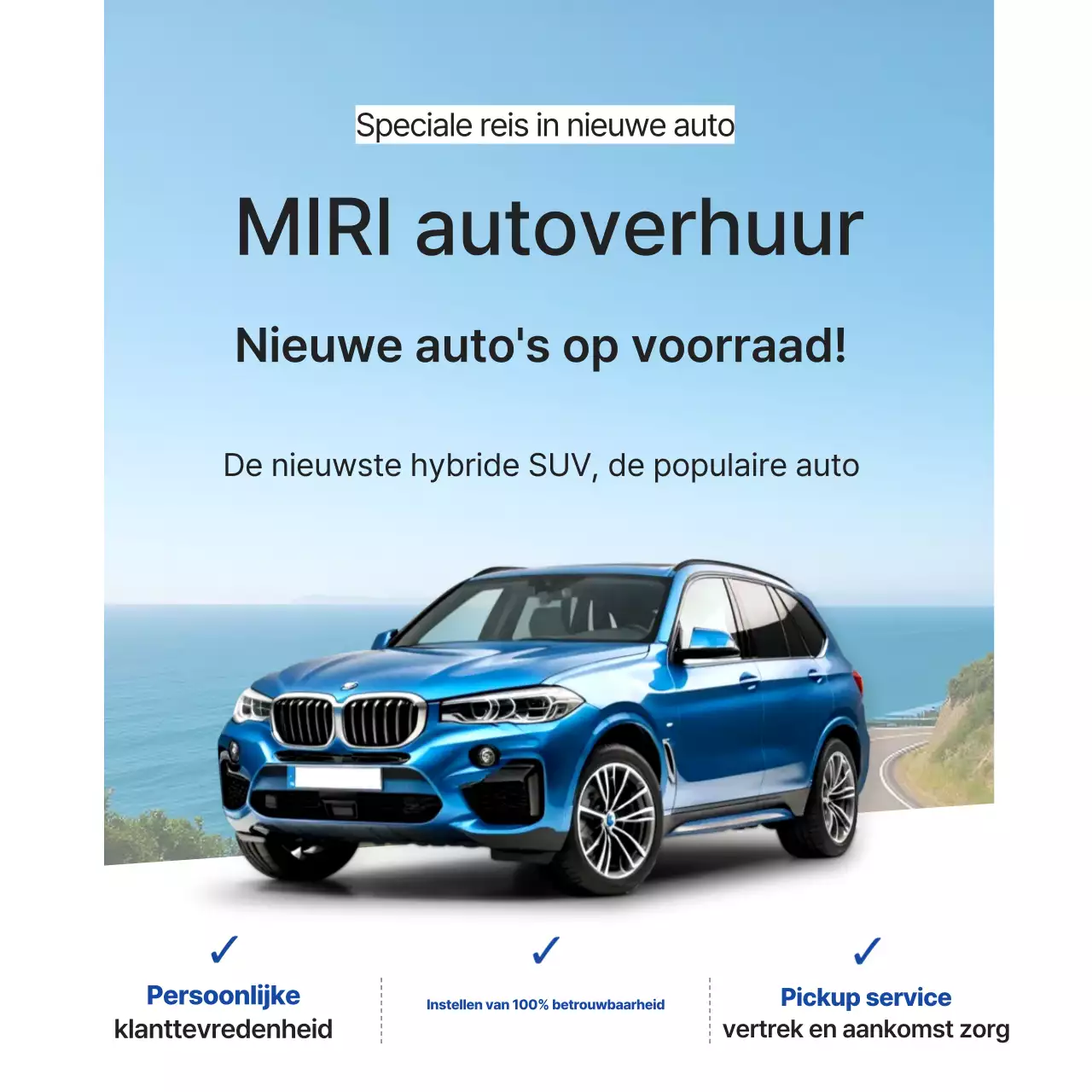 Advertentie voor nieuwe auto's in de categorie 'Witte moderne huurauto'