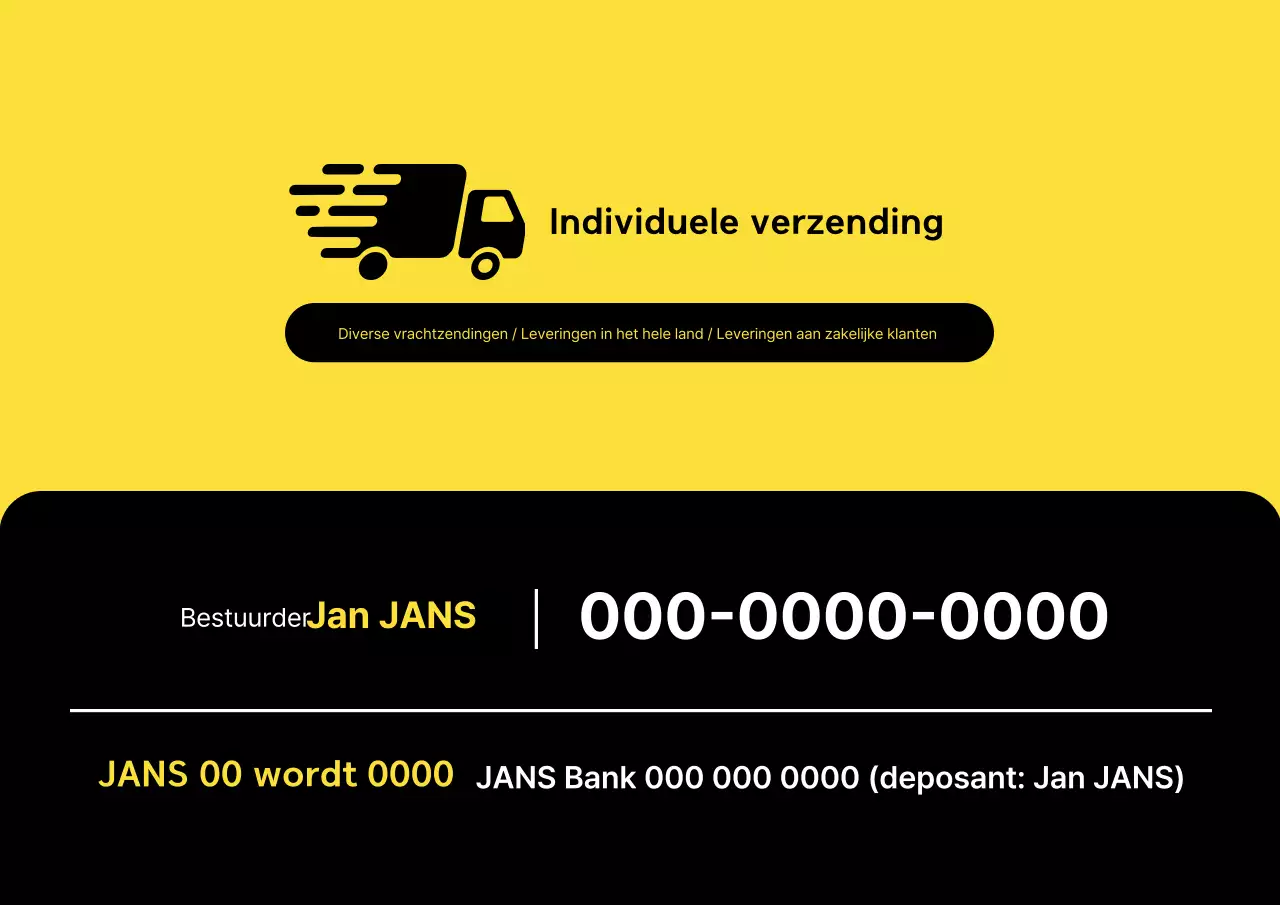 Advertentie voor gele, eenvoudige logistieke vrachtwagenservice