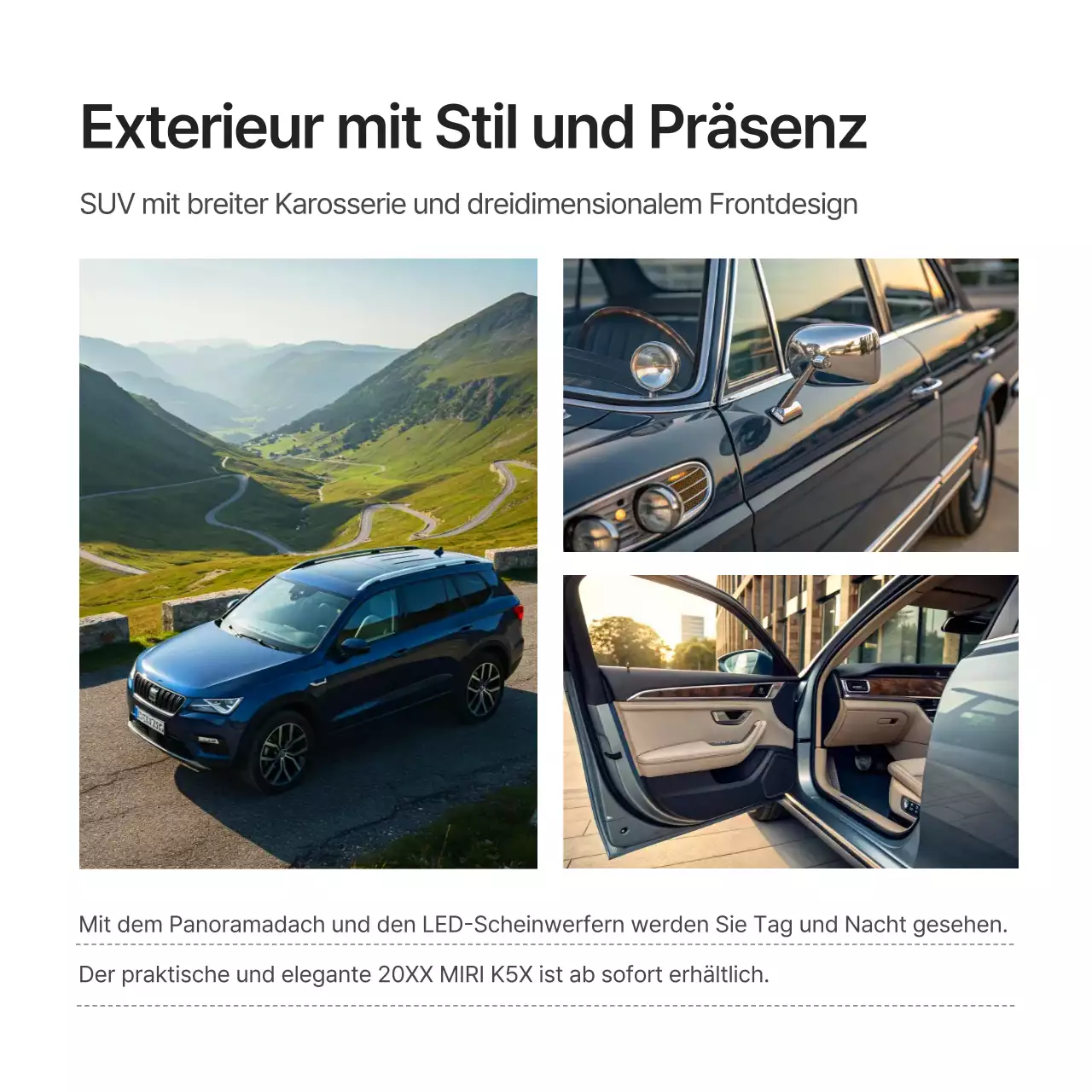 Weiße moderne Mietwagen-Neuwagen-Ankunftsanzeige