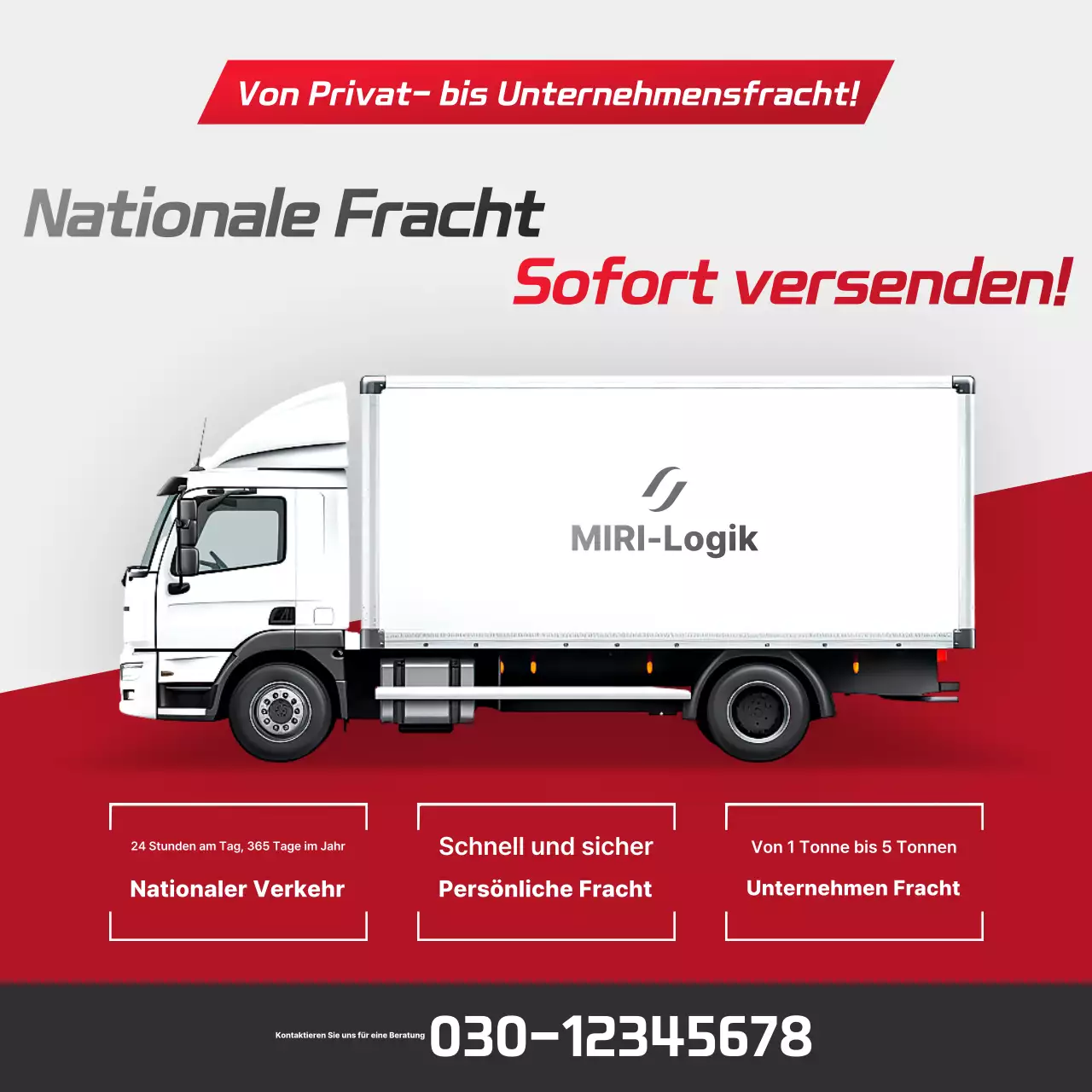 Rote moderne Logistik-Frachttransportwerbung