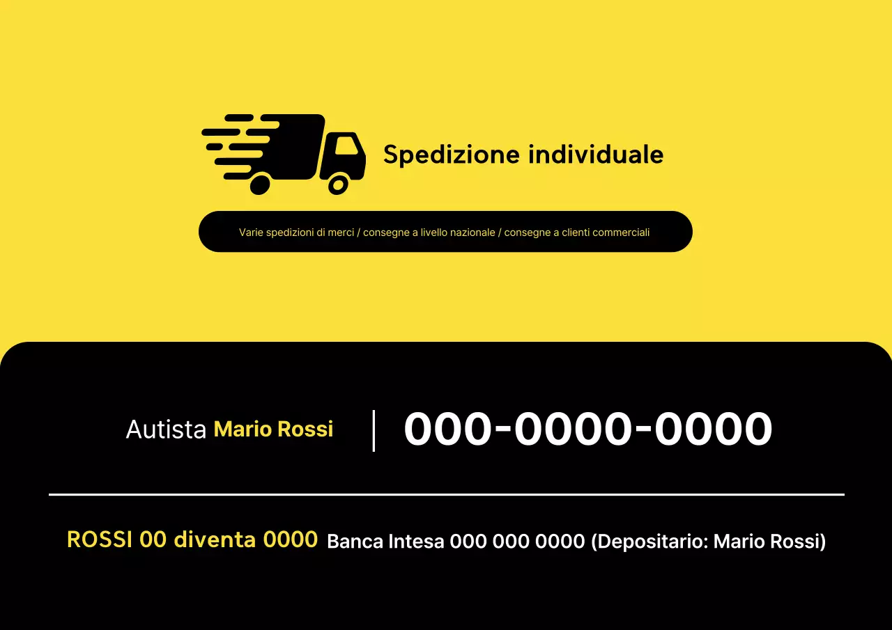 Pubblicità del servizio di camion logistico semplice giallo