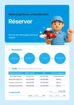 Publicité pour le nettoyage intérieur d'une voiture moderne bleu ciel