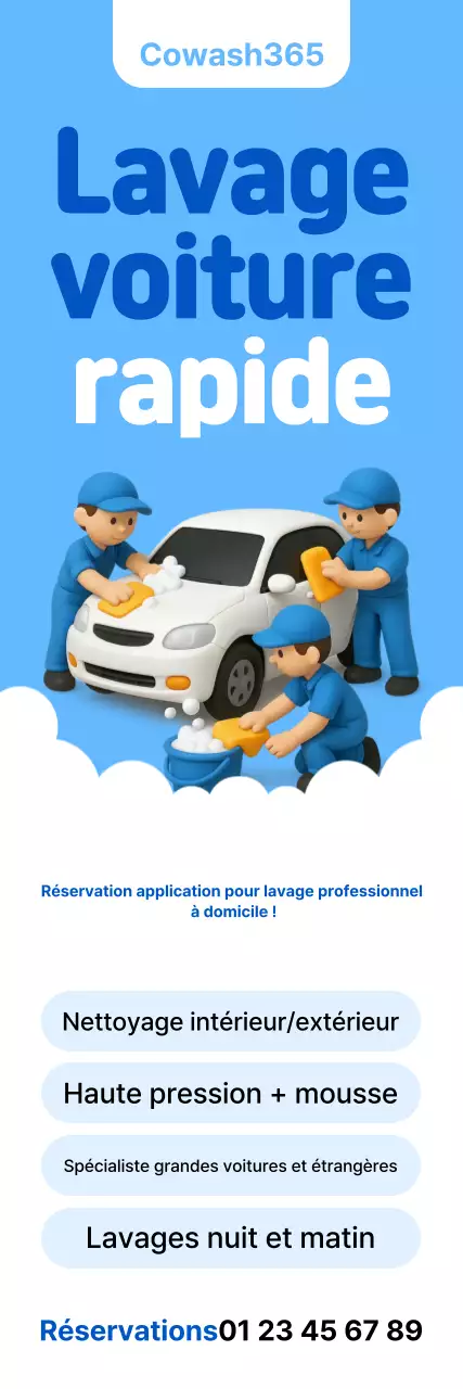 Publicité pour le lavage de voiture Sky Blue Simple