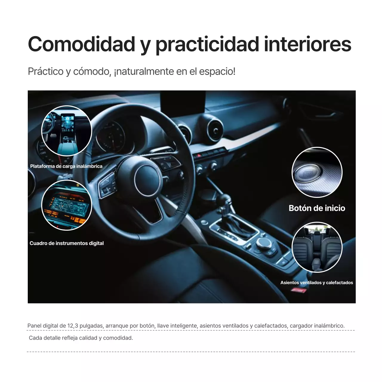 Anuncio de llegada de un nuevo coche de alquiler moderno de color blanco