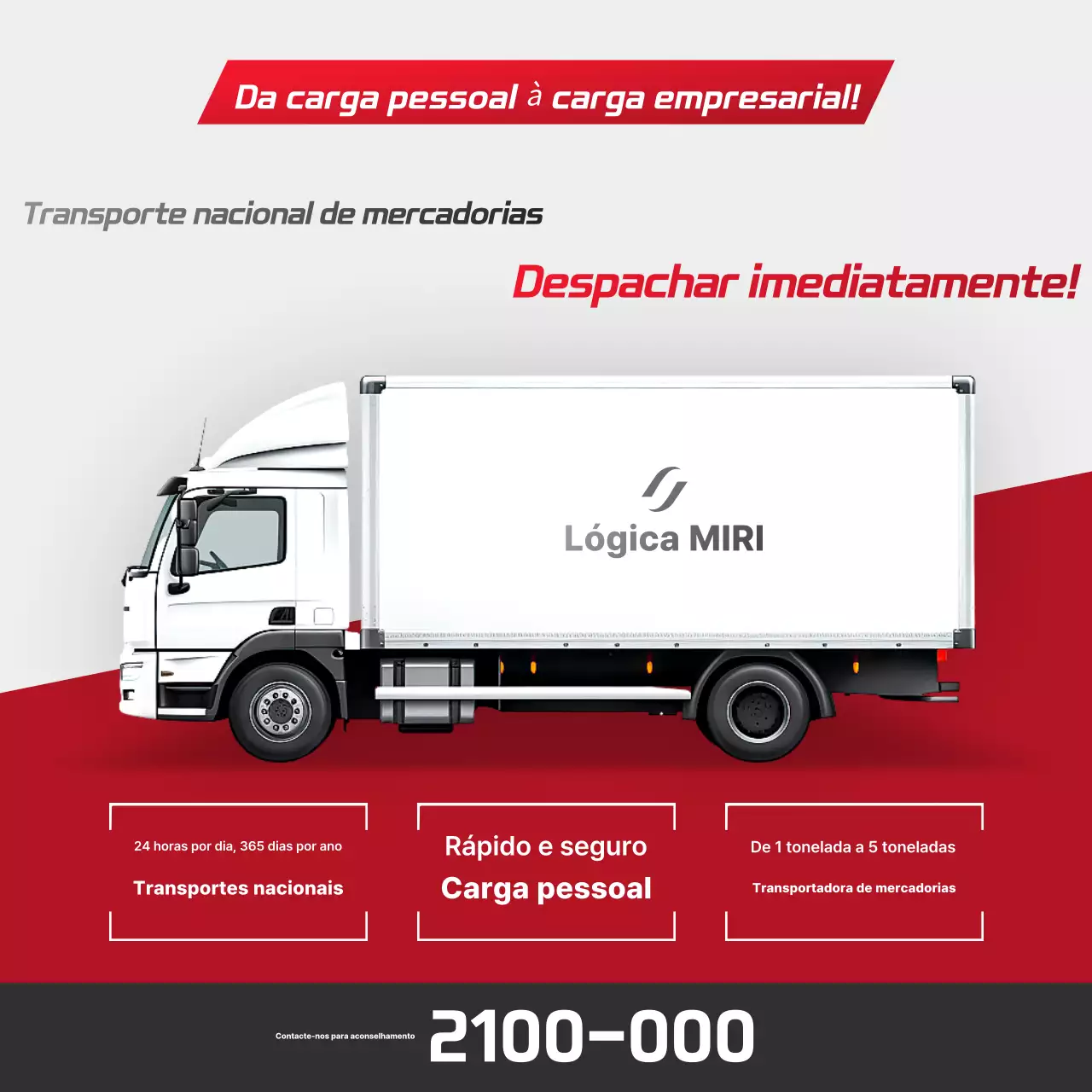 Anúncio de Transporte de Carga Logística Moderna Vermelha