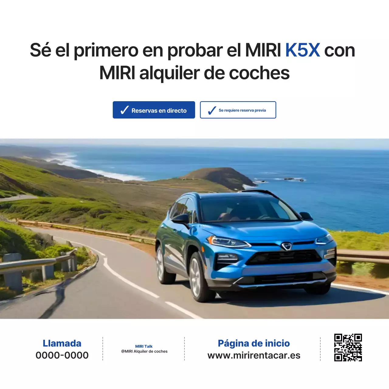 Anuncio de llegada de un nuevo coche de alquiler moderno de color blanco