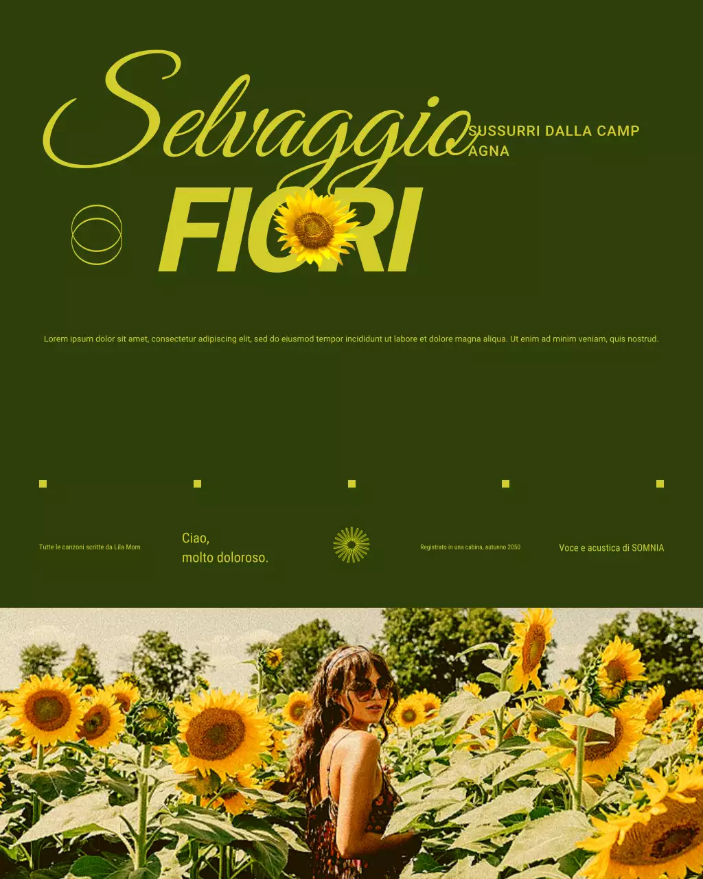 Post di Instagram per la promozione della copertina dell'album musicale retrò giallo e verde