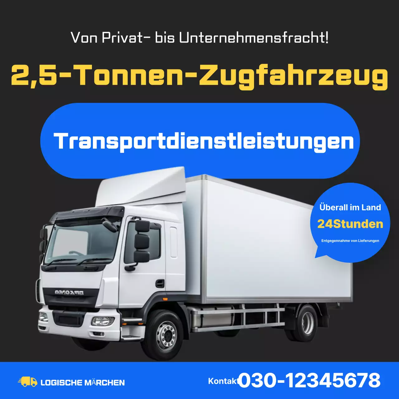Schwarze moderne LKW-Transportwerbung