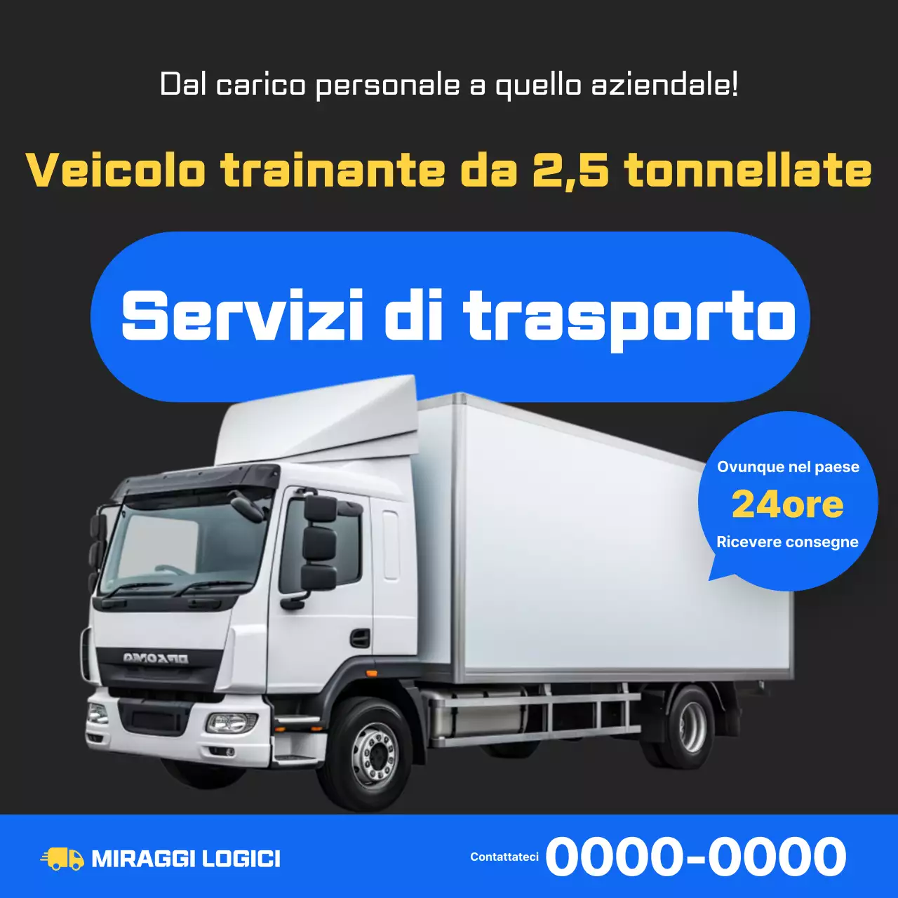 Pubblicità di trasporto di camion moderni neri