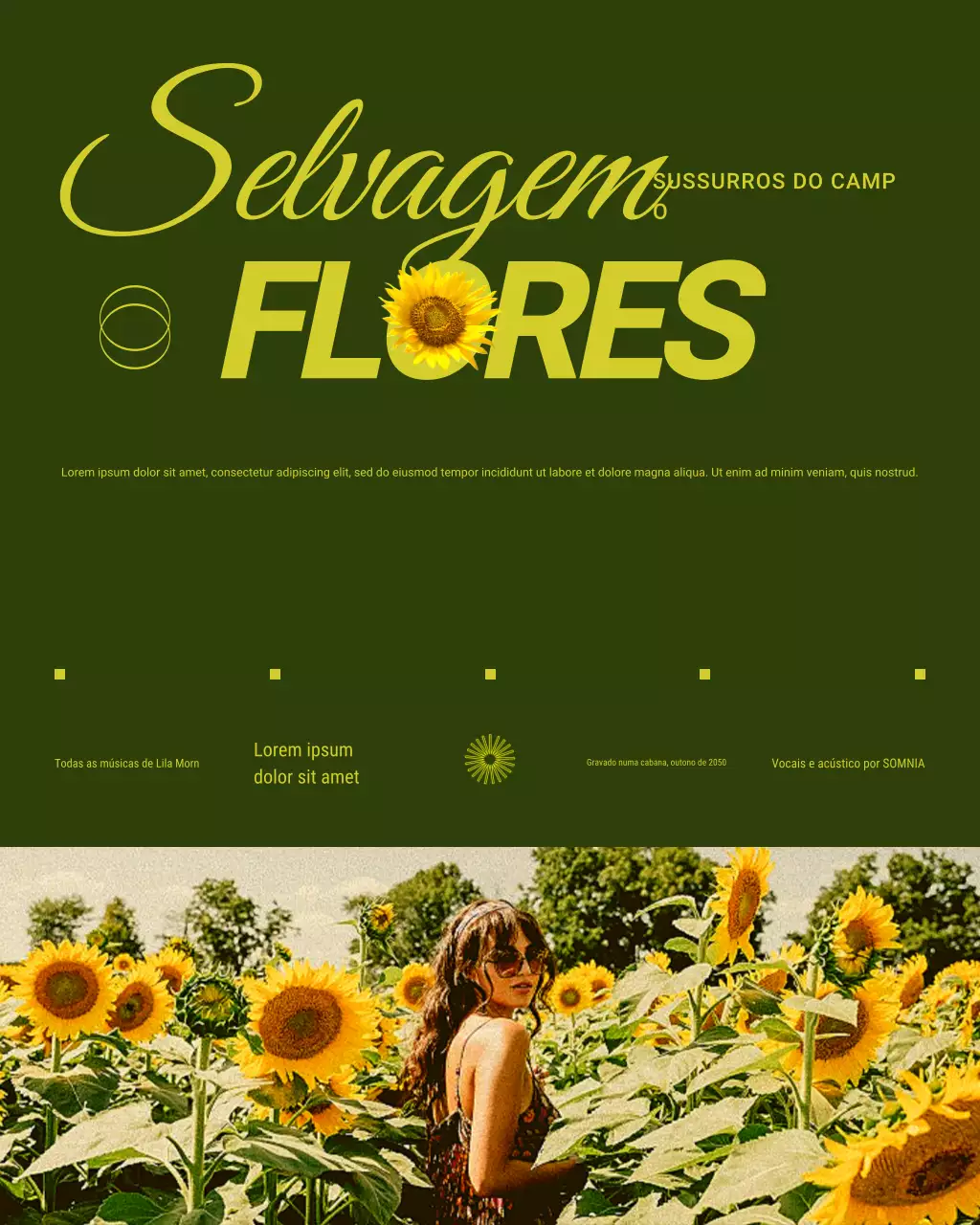 Postagem promocional do Instagram com capa de álbum de música retrô amarela e verde