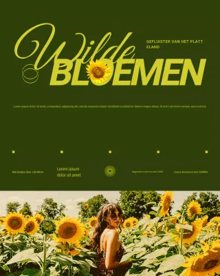 Instagram-post voor de promotie van een geel-groene retro-muziekalbumhoes