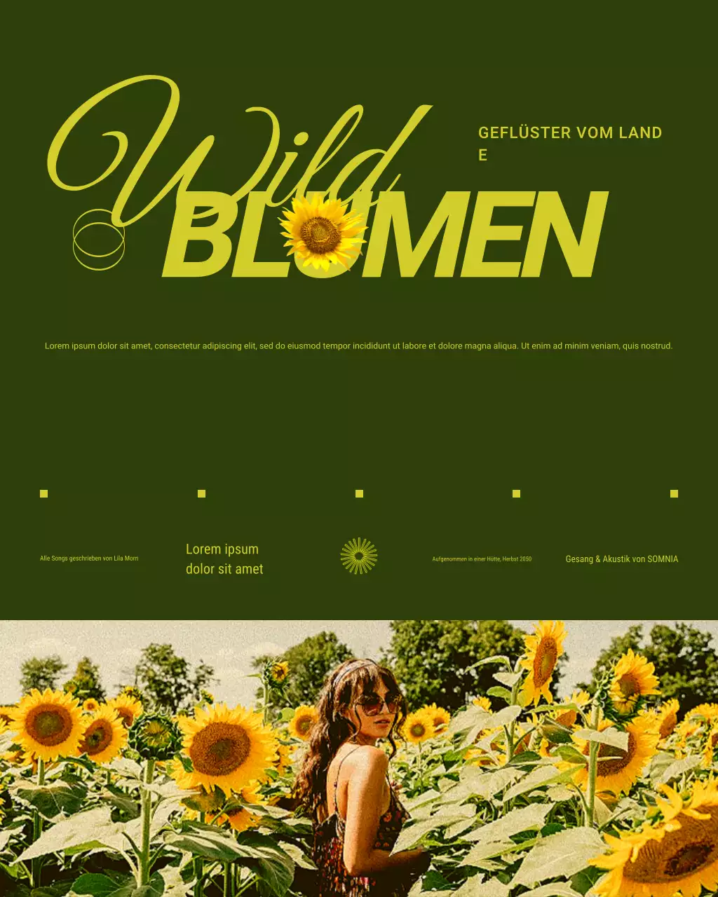 Instagram-Post zur Promotion des gelben und grünen Retro-Musikalbumcovers