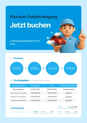 Himmelblaue moderne Anzeige zur Reinigung des Autoinnenraums