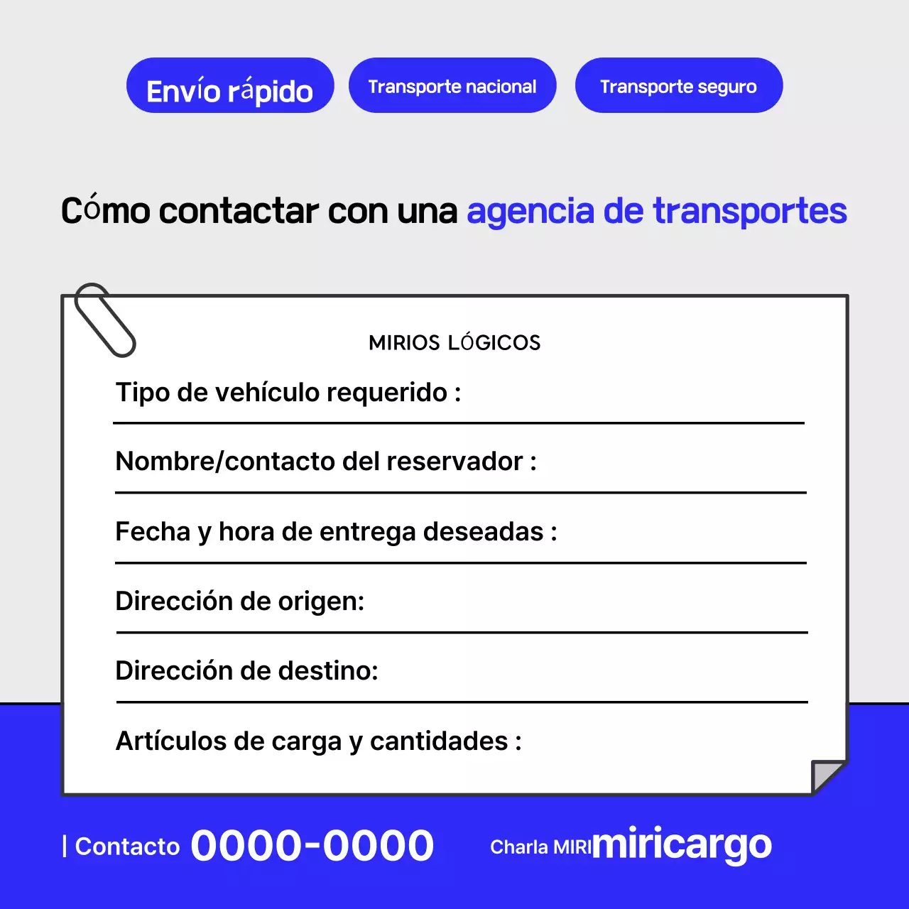 Guía de transporte logístico moderno azul
