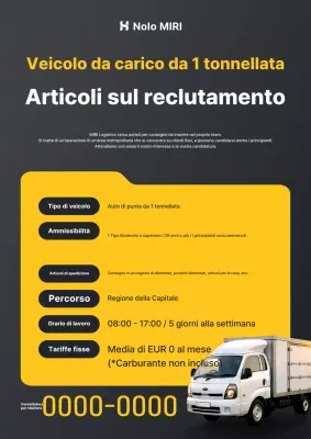 Avviso di reclutamento per autisti di camion Black Simple Transport