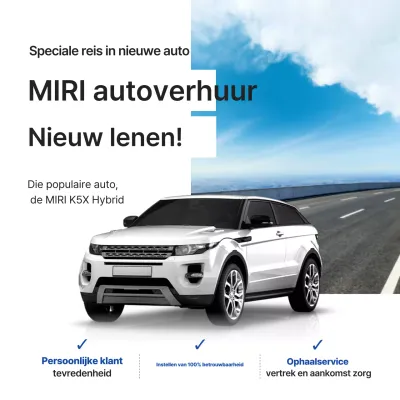 Advertentie voor nieuwe auto's in de categorie 'Witte moderne huurauto'
