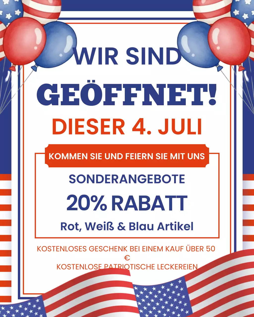 Instagram-Post zur Ladenöffnungsanzeige am 4. Juli