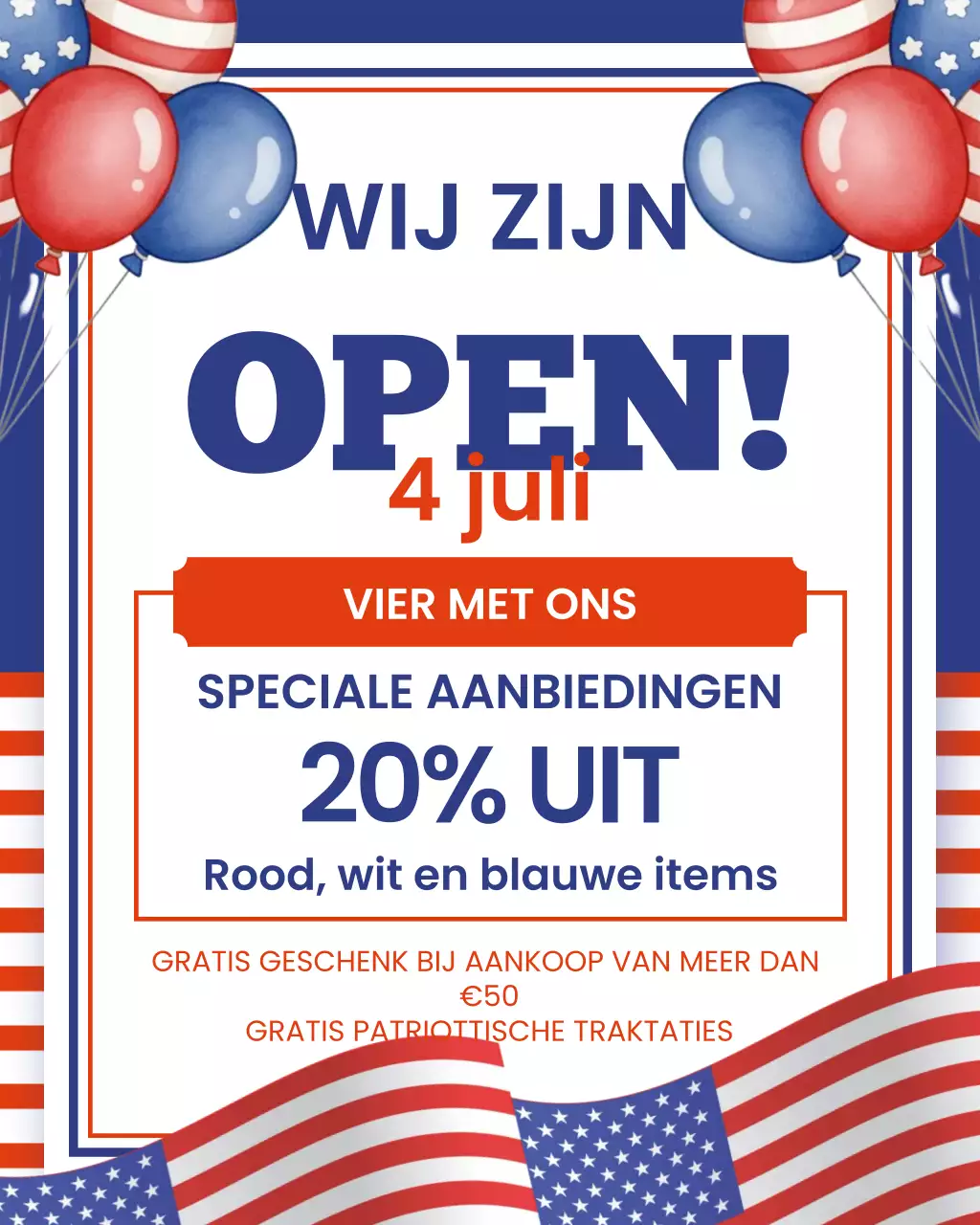 Instagram-bericht over de opening van de winkel op 4 juli