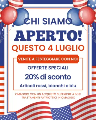 Avviso di apertura del negozio per le festività del 4 luglio, post su Instagram