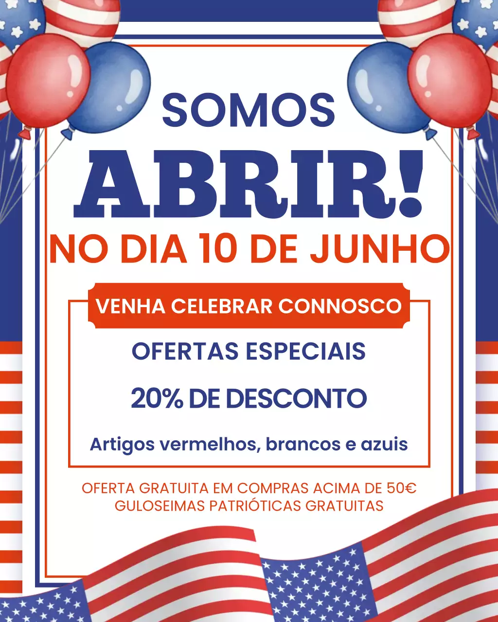 Postagem no Instagram sobre o aviso de abertura da loja para o feriado de 4 de julho