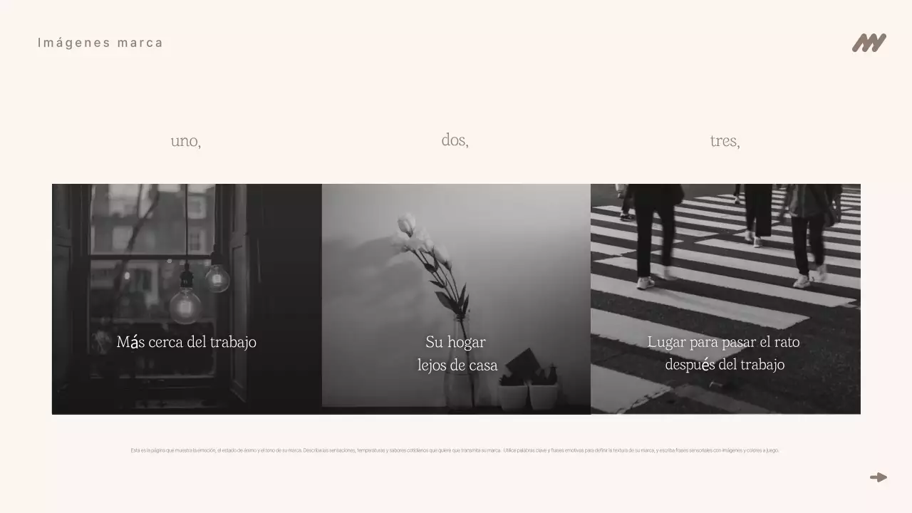 Descripción de marca minimalista en beige