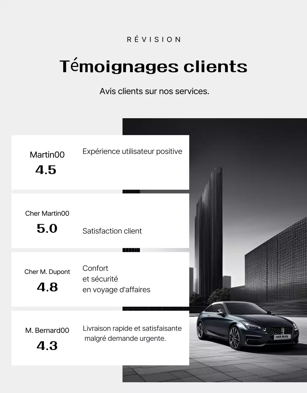 Publicité pour un service de cérémonie de luxe noir